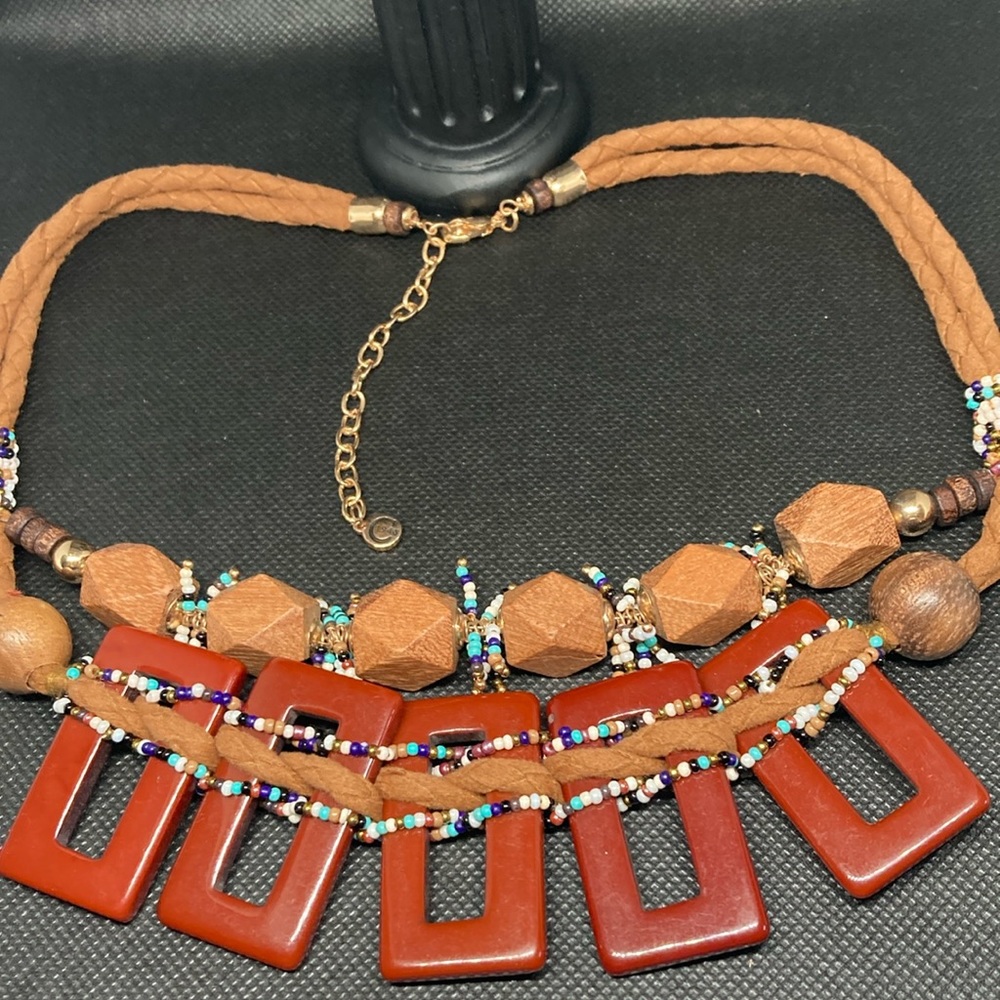 Est. 1946 boho beaded choker style necklace.
